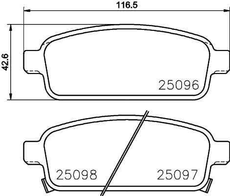 Комплект гальмівних накладок, дискове гальмо HELLA 8DB 355 015-221