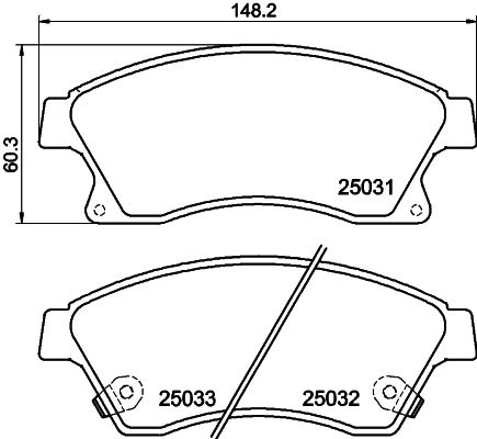 Комплект гальмівних накладок, дискове гальмо HELLA 8DB 355 015-231