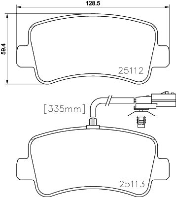 Комплект гальмівних накладок, дискове гальмо HELLA 8DB 355 015-301