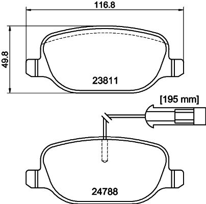 Комплект гальмівних накладок, дискове гальмо HELLA 8DB 355 015-571