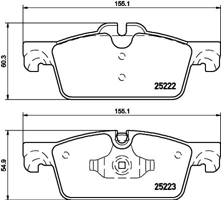 Комплект гальмівних накладок, дискове гальмо HELLA 8DB 355 015-711