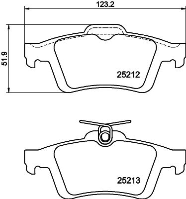 Комплект гальмівних накладок, дискове гальмо HELLA 8DB 355 015-761