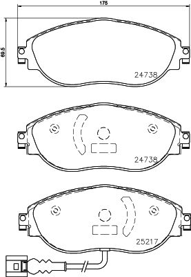 Комплект гальмівних накладок, дискове гальмо HELLA 8DB 355 015-921