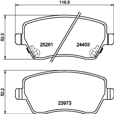 Комплект гальмівних накладок, дискове гальмо HELLA 8DB 355 015-981