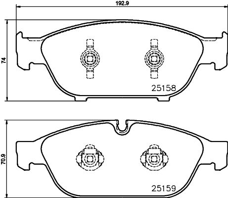 Комплект гальмівних накладок, дискове гальмо HELLA 8DB 355 016-031