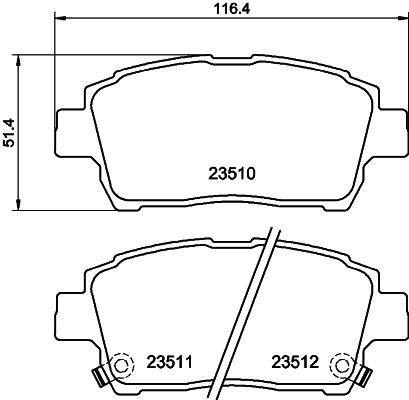 Комплект гальмівних накладок, дискове гальмо HELLA 8DB 355 017-081