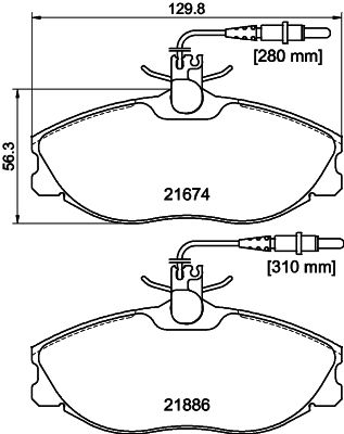 Комплект гальмівних накладок, дискове гальмо HELLA 8DB 355 018-221