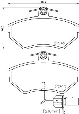 Комплект гальмівних накладок, дискове гальмо HELLA 8DB 355 018-451