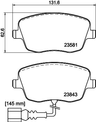 Комплект гальмівних накладок, дискове гальмо HELLA 8DB 355 018-811