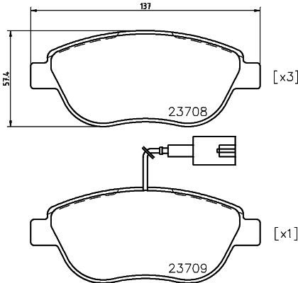 Brake Pad Set, disc brake HELLA 8DB 355 018-831