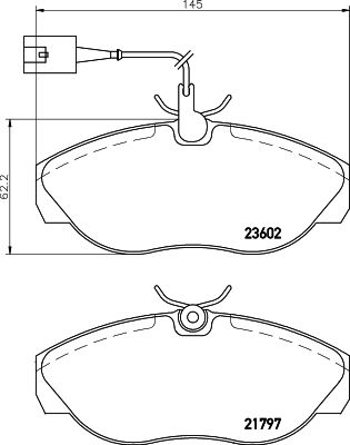 Комплект гальмівних накладок, дискове гальмо HELLA 8DB 355 018-891