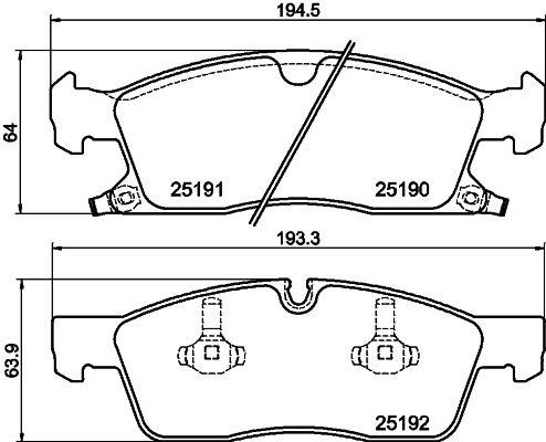 Комплект гальмівних накладок, дискове гальмо HELLA 8DB 355 019-551