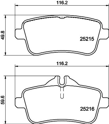 Комплект гальмівних накладок, дискове гальмо HELLA 8DB 355 019-741