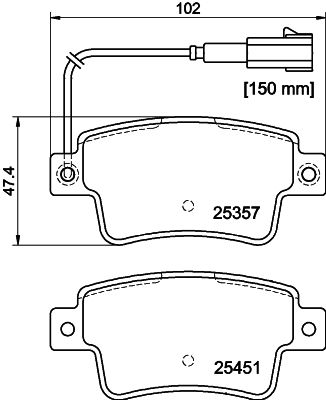 Комплект гальмівних накладок, дискове гальмо HELLA 8DB 355 019-801