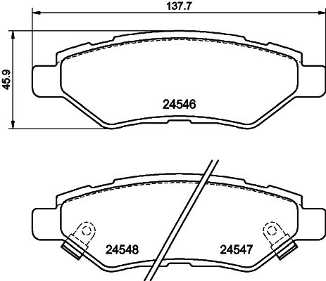 Комплект гальмівних накладок, дискове гальмо HELLA 8DB 355 020-011