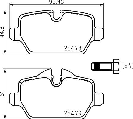 Brake Pad Set, disc brake HELLA 8DB 355 020-111