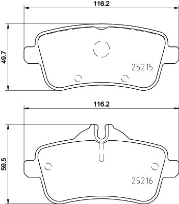 Комплект гальмівних накладок, дискове гальмо HELLA 8DB 355 020-161