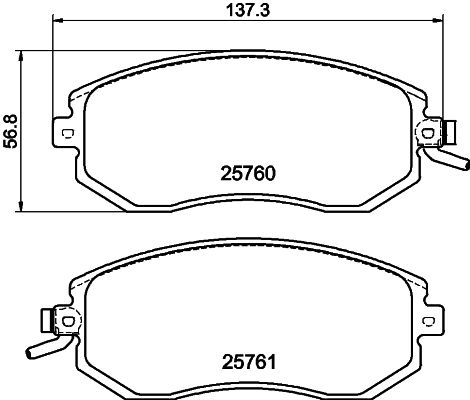 Комплект гальмівних накладок, дискове гальмо HELLA 8DB 355 020-891