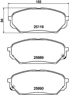 Комплект гальмівних накладок, дискове гальмо HELLA 8DB 355 021-231