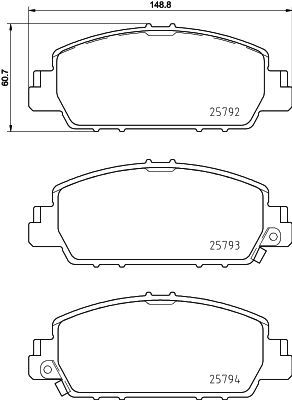 Комплект гальмівних накладок, дискове гальмо HELLA 8DB 355 021-471