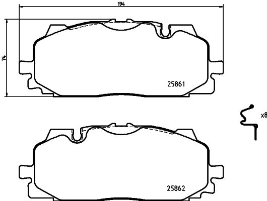 Комплект гальмівних накладок, дискове гальмо HELLA 8DB 355 021-641