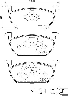 Комплект гальмівних накладок, дискове гальмо HELLA 8DB 355 021-951