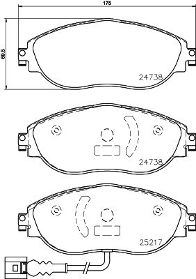 Комплект гальмівних накладок, дискове гальмо HELLA 8DB 355 021-971