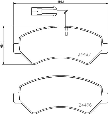 Комплект гальмівних накладок, дискове гальмо HELLA 8DB 355 023-011