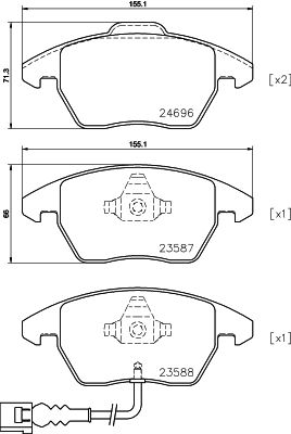 Комплект гальмівних накладок, дискове гальмо HELLA 8DB 355 023-161