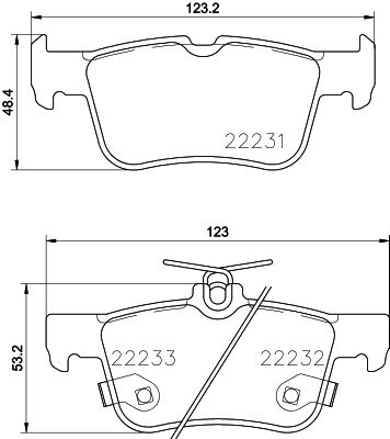 Комплект гальмівних накладок, дискове гальмо HELLA 8DB 355 023-301