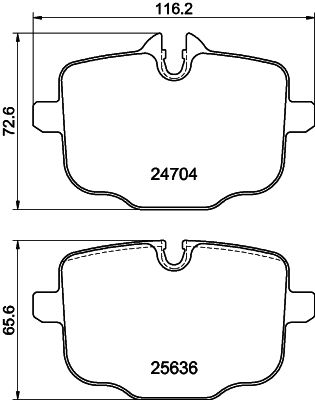 Комплект гальмівних накладок, дискове гальмо HELLA 8DB 355 024-921