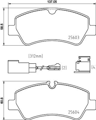 Комплект гальмівних накладок, дискове гальмо HELLA 8DB 355 025-161