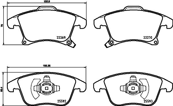 Комплект гальмівних накладок, дискове гальмо HELLA 8DB 355 025-201