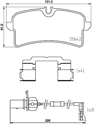 Комплект гальмівних накладок, дискове гальмо HELLA 8DB 355 025-291