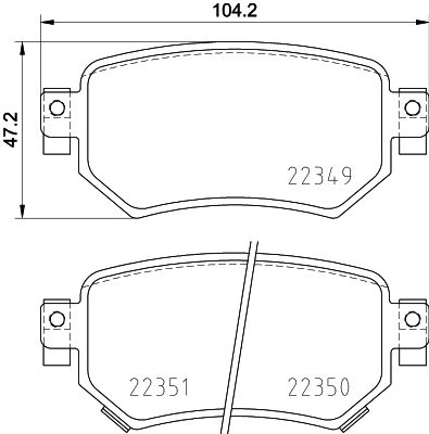 Комплект гальмівних накладок, дискове гальмо HELLA 8DB 355 025-561