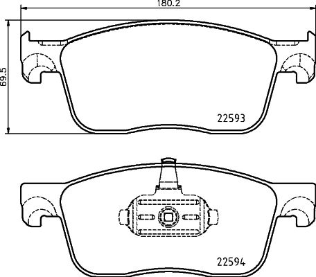 Комплект гальмівних накладок, дискове гальмо HELLA 8DB 355 031-541