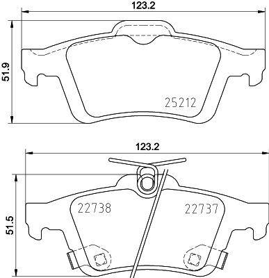 Комплект гальмівних накладок, дискове гальмо HELLA 8DB 355 037-661