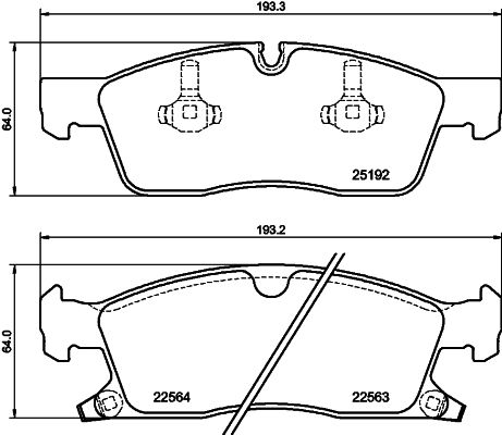 Комплект гальмівних накладок, дискове гальмо HELLA 8DB 355 039-961