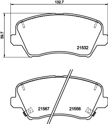 Комплект гальмівних накладок, дискове гальмо HELLA 8DB 355 039-971