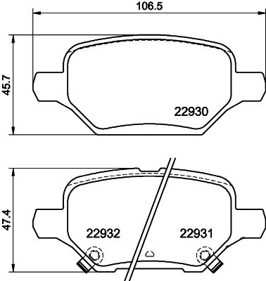 Комплект гальмівних накладок, дискове гальмо HELLA 8DB 355 040-181