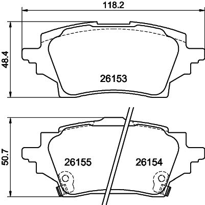 Комплект гальмівних накладок, дискове гальмо HELLA 8DB 355 040-221