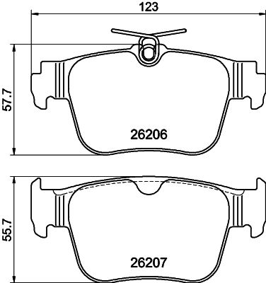 Комплект гальмівних накладок, дискове гальмо HELLA 8DB 355 040-851