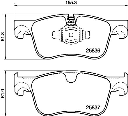 Комплект гальмівних накладок, дискове гальмо HELLA 8DB 355 041-091