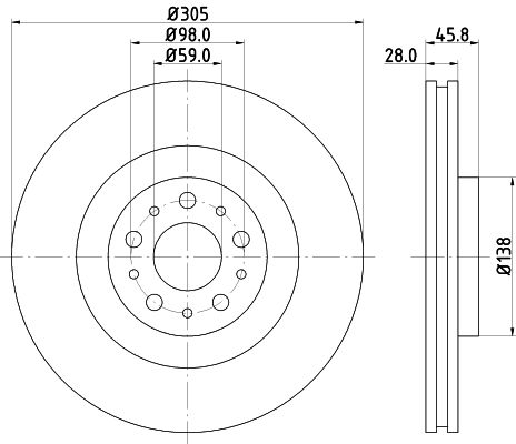 Brake Disc HELLA 8DD 355 129-351