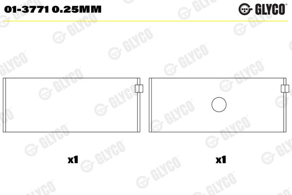 Підшипник шатуна GLYCO 01-3771 0.25MM