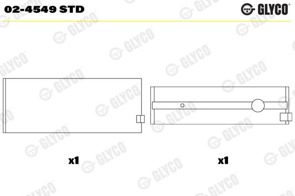 Pagrindiniai guoliai, alkūninis velenas GLYCO 02-4549 STD