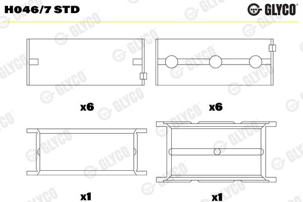 Підшипник колінчатого вала GLYCO H046/7STD