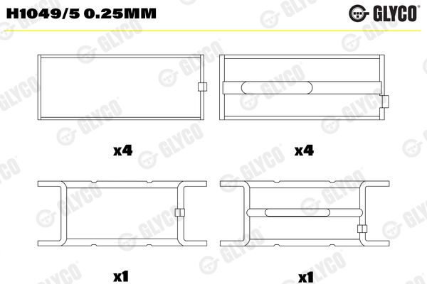 Vevaxellager GLYCO H1049/5 0.25mm