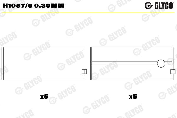 Vevaxellager GLYCO H1057/5 0.30mm