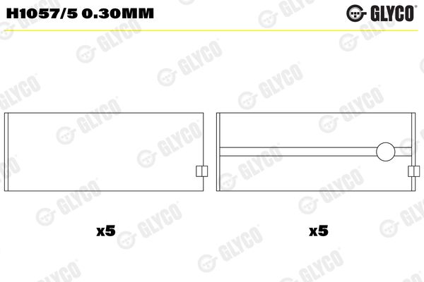 Підшипник колінчатого вала GLYCO H1057/5 0.30mm